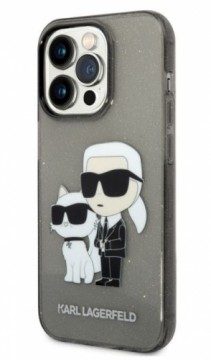 Karl Lagerfeld  
       Apple  
       iPhone 14 Pro Max IML Glitter Karl and Choupette NFT Case 
     Transparent Black