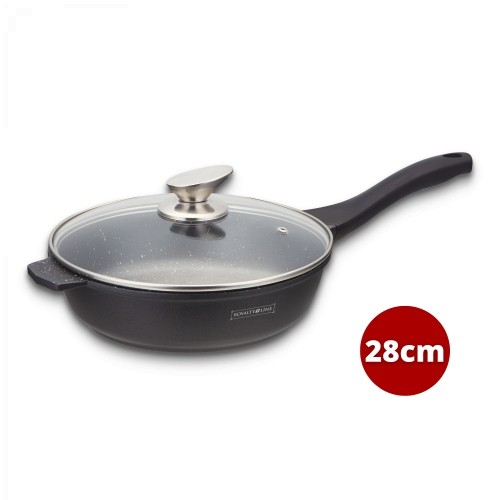 Royalty Line RL-BDF28-M: Marble Coated Cooking Pan w/ Glass Lid image 3