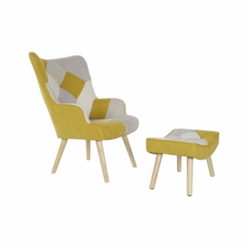 atzveltnes krēsls DKD Home Decor 70 x 73 x 100 cm Bēšs Dzeltens Gaiši pelēks