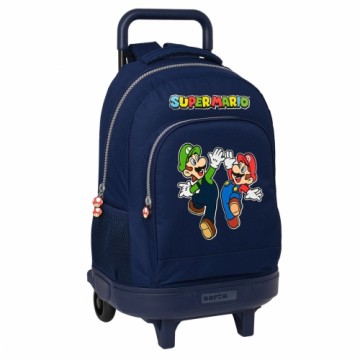 Школьный рюкзак с колесиками Super Mario 33 x 45 x 22 cm Тёмно Синий