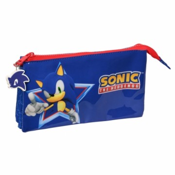 Trīsvietīgs futrālis Sonic Let's roll Tumši Zils 22 x 12 x 3 cm