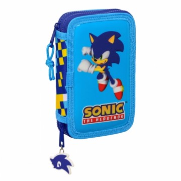 Двойной пенал Sonic Speed 12.5 x 19.5 x 4 cm Синий (28 pcs)