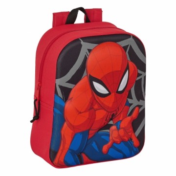 Skolas soma Spiderman 3D Sarkans Melns 22 x 27 x 10 cm