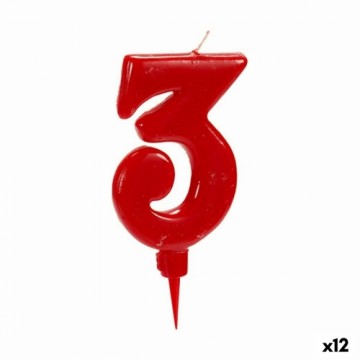 Bigbuy Party Вуаль Красный День рождения Номера 3 (12 штук)