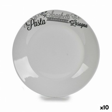 Bigbuy Home Плоская тарелка Ø 24,4 cm Melns Balts Porcelāns Pasta (10 gb.)
