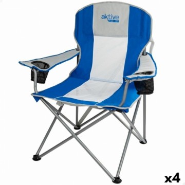Складной стул для кемпинга Aktive Серый Синий 57 x 97 x 60 cm (4 штук)
