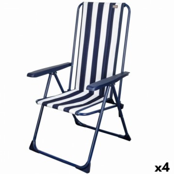 Saliekamais Krēsls Aktive Balts Tumši Zils Strīpains 46 x 101 x 59 cm (4 gb.)