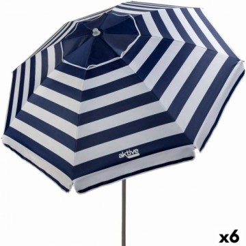 Пляжный зонт Aktive Zils/Balts 200 x 200 x 200 cm Tērauds Audums Oxford (6 gb.)