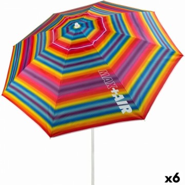 Пляжный зонт Aktive Разноцветный 220 x 207 x 220 cm Сталь Ткань Оксфорд (6 штук)