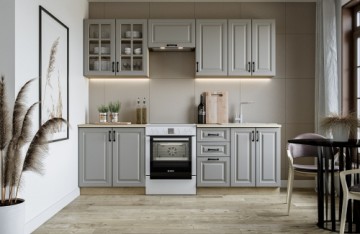 Halmar ELIZABETH 240 kitchen set, color: front - white matt, body – white, worktop – sonoma oak