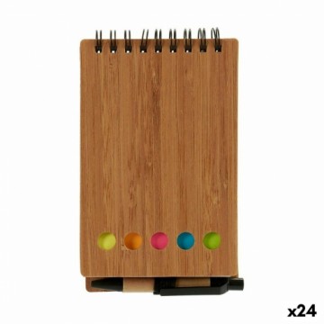 Pincello Папка на кольцах с шариковой ручкой Бамбук 1 x 14,5 x 9 cm Коричневый (24 штук)