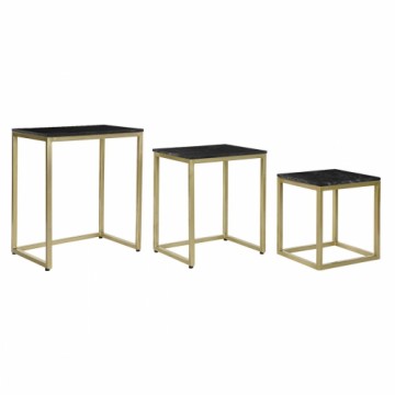 3 galdu komplekts DKD Home Decor 50 x 35 x 60 cm Melns Bronza Marmors Dzelzs