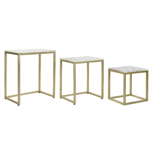 3 galdu komplekts DKD Home Decor 50 x 35 x 60 cm Bronza Balts Marmors Dzelzs image 1