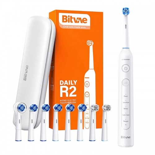 Sonic toothbrush with tips set and travel case Bitvae R2 (white) image 1