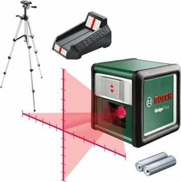 Bosch Cross line laser Quigo Plus, with tripod (green/black, red laser lines, range 7 meters)