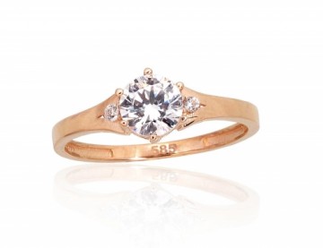 Золотое кольцо #1101112(Au-R)_CZ, Красное Золото 585°, Цирконы, Размер: 20, 1.76 гр.