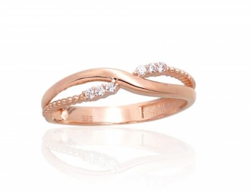 Золотое кольцо #1100988(Au-R)_CZ, Красное Золото 585°, Цирконы, Размер: 17, 1.57 гр.