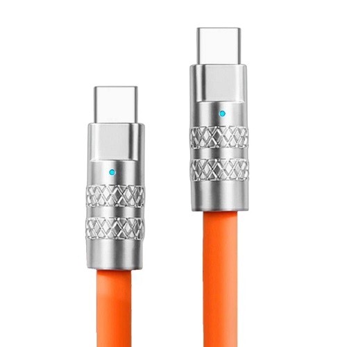 Silicone Cable USB Type-C - Type-C, 100W, orange, 3m image 1