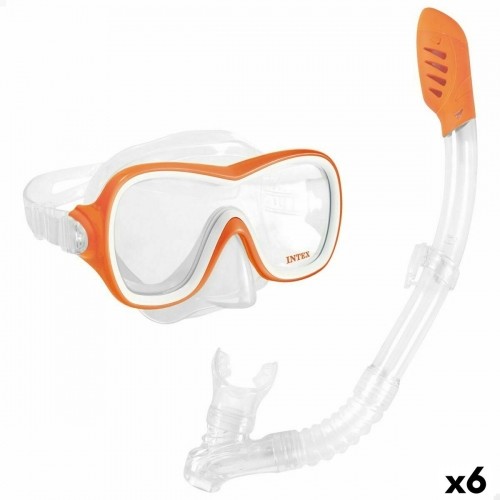 Очки для ныряния с трубкой Intex Wave Rider Оранжевый (6 штук) image 1