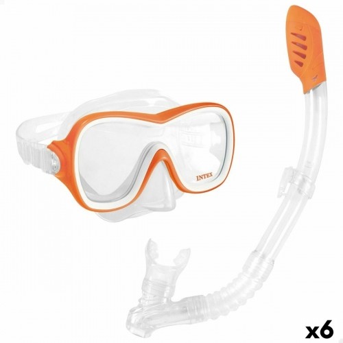 Очки для ныряния с трубкой Intex Wave Rider Оранжевый (6 штук) image 5