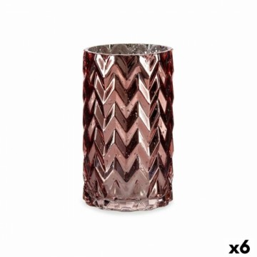 Gift Decor Vāze Gravējums Smaile Rozā Stikls 11,3 x 19,5 x 11,3 cm (6 gb.)