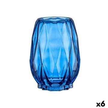 Gift Decor Vāze Gravējums Rombs Zils Stikls 13,5 x 19 x 13,5 cm (6 gb.)