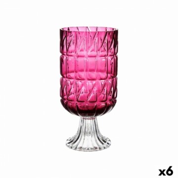 Gift Decor Vāze Gravējums Tumši rozā Stikls 13 x 26,5 x 13 cm (6 gb.)