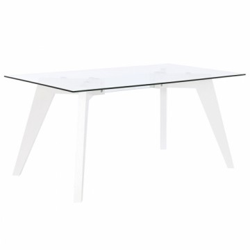 Pusdienu galds DKD Home Decor Balts Caurspīdīgs Stikls Koks MDF 160 x 90 x 75 cm