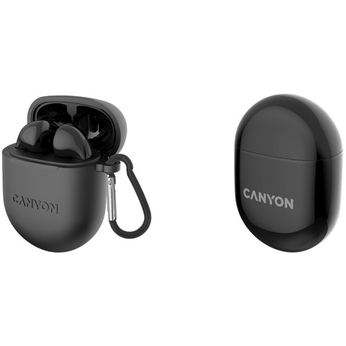 CANYON TWS-6, Bluetooth headset, with microphone, BT V5.3 JL 6976D4, Frequence Response:20Hz-20kHz, battery EarBud 30mAh*2+Charging Case 400mAh, type-C cable length 0.24m, Size: 64*48*26mm, 0.040kg, Black image 4