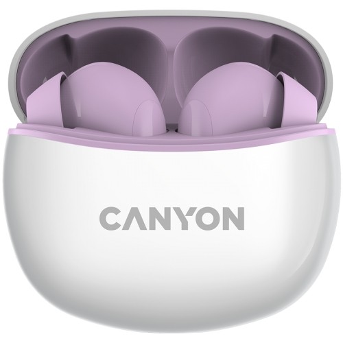 CANYON TWS-5, Bluetooth headset, with microphone, BT V5.3 JL 6983D4, Frequence Response:20Hz-20kHz, battery EarBud 40mAh*2+Charging Case 500mAh, type-C cable length 0.24m, size: 58.5*52.91*25.5mm, 0.036kg, Purple image 1