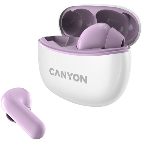 CANYON TWS-5, Bluetooth headset, with microphone, BT V5.3 JL 6983D4, Frequence Response:20Hz-20kHz, battery EarBud 40mAh*2+Charging Case 500mAh, type-C cable length 0.24m, size: 58.5*52.91*25.5mm, 0.036kg, Purple image 2