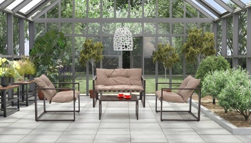Halmar SHARK garden set (sofa + 2 chairs + coffee tables), black / cappuccino image 1