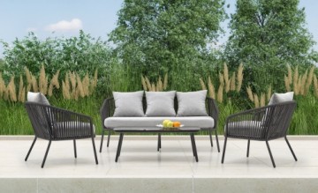 Halmar ROCCA garden set (sofa + 2 chairs + coffee table), dark grey / light grey