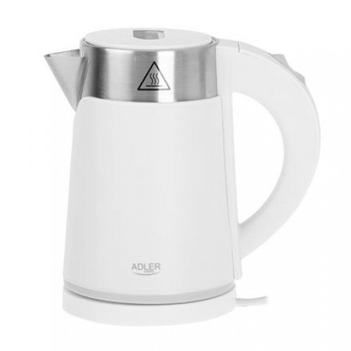 Adler Kettle  AD 1372 Electric, 800 W, 0.6 L, Plastic/Stainless steel, 360° rotational base, White image 1