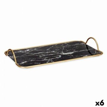 Gift Decor Поднос Мрамор Чёрный Позолоченный Металл Cтекло 35 x 4,5 x 20 cm (6 штук)