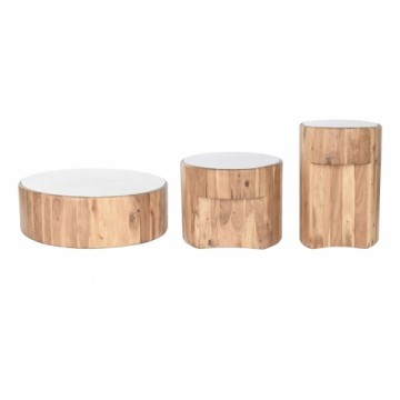 3 galdu komplekts DKD Home Decor Marmors Akācija 75 x 75 x 25 cm