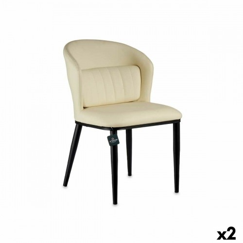 Gift Decor atzveltnes krēsls Apaļš Melns Krēmkrāsa Tērauds 51 x 83,5 x 54 cm (2 gb.) image 1