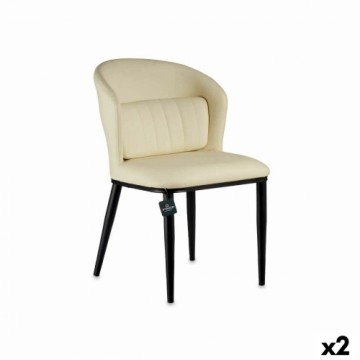 Gift Decor atzveltnes krēsls Apaļš Melns Krēmkrāsa Tērauds 51 x 83,5 x 54 cm (2 gb.)