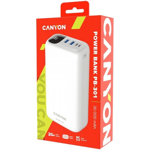 CANYON PB - 301, Power bank 30000mAh Li-poly battery, Input Micro: DC5V/2A, 9V/2A Input Type c PD ： DC5V/3A, 9V/2A， Output Type C  PD:5V/3A,9V/2.2A,12V/1.5AOutput USB A1+USBA 2 : 5V3A,5V/4.5A,4.5V/5A,9V2A,12V1.5A,22.5W quick charging cable 0.3m, 1 image 4