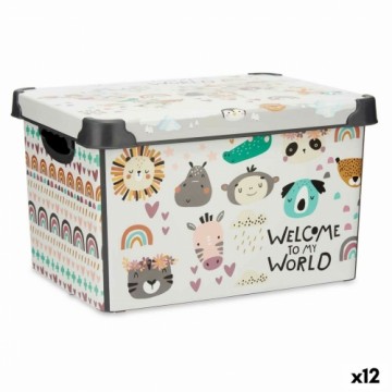 Kipit Контейнер для хранения с крышкой Детский Животные Пластик 22 L 30 x 23,5 x 40 cm (12 штук)