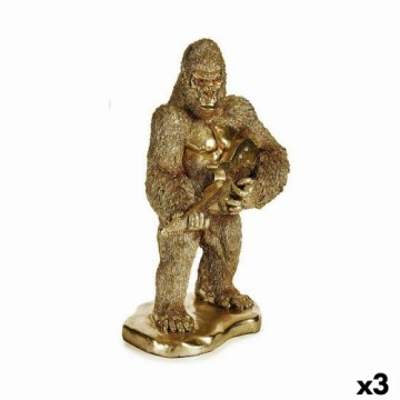 Gift Decor Dekoratīvās figūriņas Gorilla Ģitāra Bronza 16 x 39 x 27 cm (3 gb.)