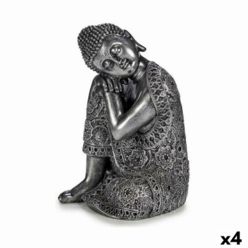 Gift Decor Dekoratīvās figūriņas Buda Sēžu Sudrabains 20 x 30 x 20 cm (4 gb.)
