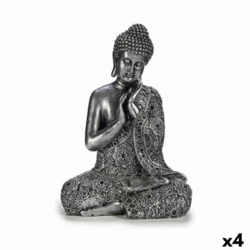 Gift Decor Dekoratīvās figūriņas Buda Sēžu Sudrabains 22 x 33 x 18 cm (4 gb.)