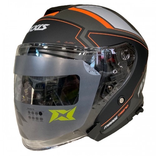 Axxis Helmets, S.a. Mirage SV Trend (M) C4 BlackGreyOrange ķivere image 1
