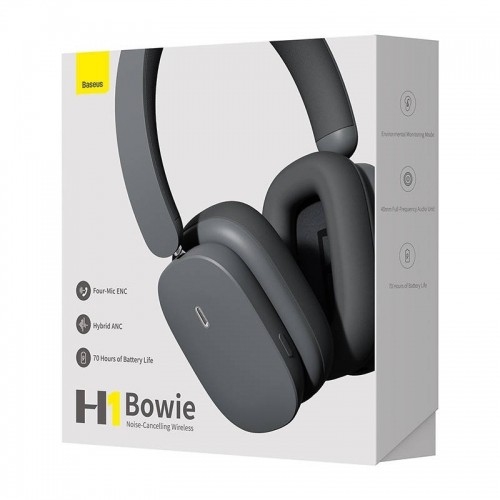 Wireless headphones Baseus Bowie H1 Bluetooth 5.2, ANC (gray) image 5