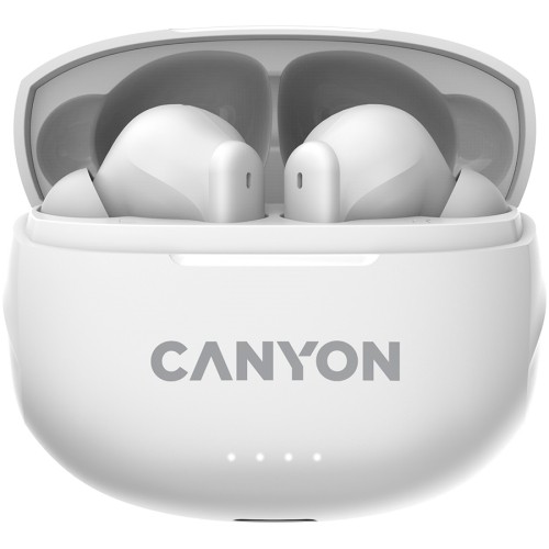 CANYON TWS-8, Bluetooth headset, with microphone, with ENC, BT V5.3 BT V5.3 JL 6976D4, Frequence Response:20Hz-20kHz, battery EarBud 40mAh*2+Charging Case 470mAh, type-C cable length 0.24m, Size: 59*48.8*25.5mm, 0.041kg, white image 1