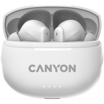 CANYON TWS-8, Bluetooth headset, with microphone, with ENC, BT V5.3 BT V5.3 JL 6976D4, Frequence Response:20Hz-20kHz, battery EarBud 40mAh*2+Charging Case 470mAh, type-C cable length 0.24m, Size: 59*48.8*25.5mm, 0.041kg, white