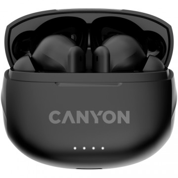 CANYON TWS-8, Bluetooth headset, with microphone, with ENC, BT V5.3 JL 6976D4, Frequence Response:20Hz-20kHz, battery EarBud 40mAh*2+Charging Case 470mAh, type-C cable length 0.24m, Size: 59*48.8*25.5mm, 0.041kg, Black