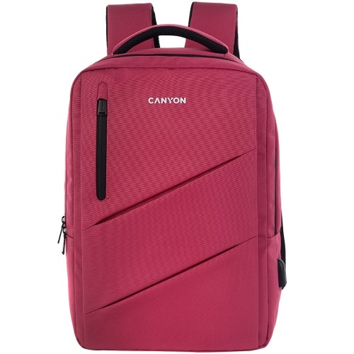 CANYON BPE-5, Laptop backpack for 15.6 inch, Product spec/size(mm): 400MM x300MM x 120MM(+60MM), Red, EXTERIOR materials:100% Polyester, Inner materials:100% Polyestermax weight (KGS): 12kgs image 1