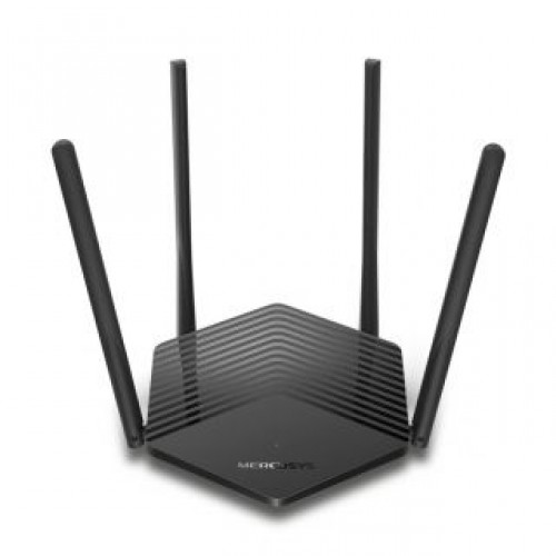 MERCUSYS  
         
       AX1500 WiFi 6 Router  MR60X 802.11ax, 1201+300 Mbit/s, 10/100/1000 Mbit/s, Ethernet LAN (RJ-45) ports 2, Mesh Support No, MU-MiMO Yes, No mobile broadband, Antenna type External image 1